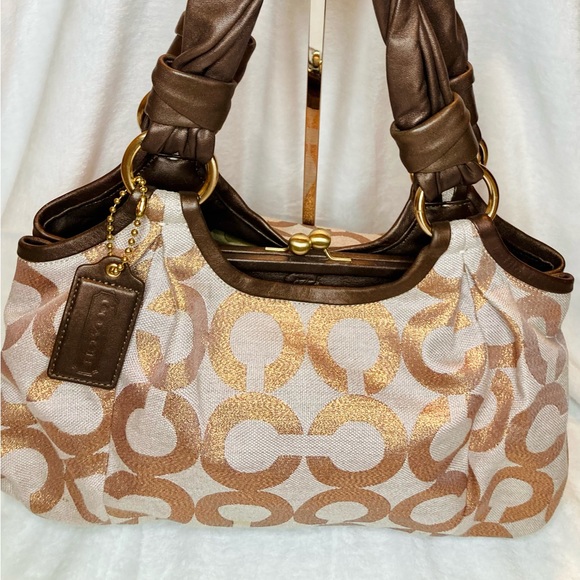 Coach Handbags - Beautiful Coach Rose Gold Parker Op Art Satchel